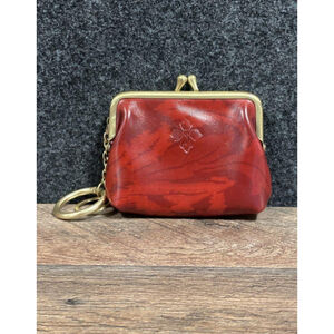 Patricia Nash Red Leather Kiss-Lock Coin Purse Key Pouch